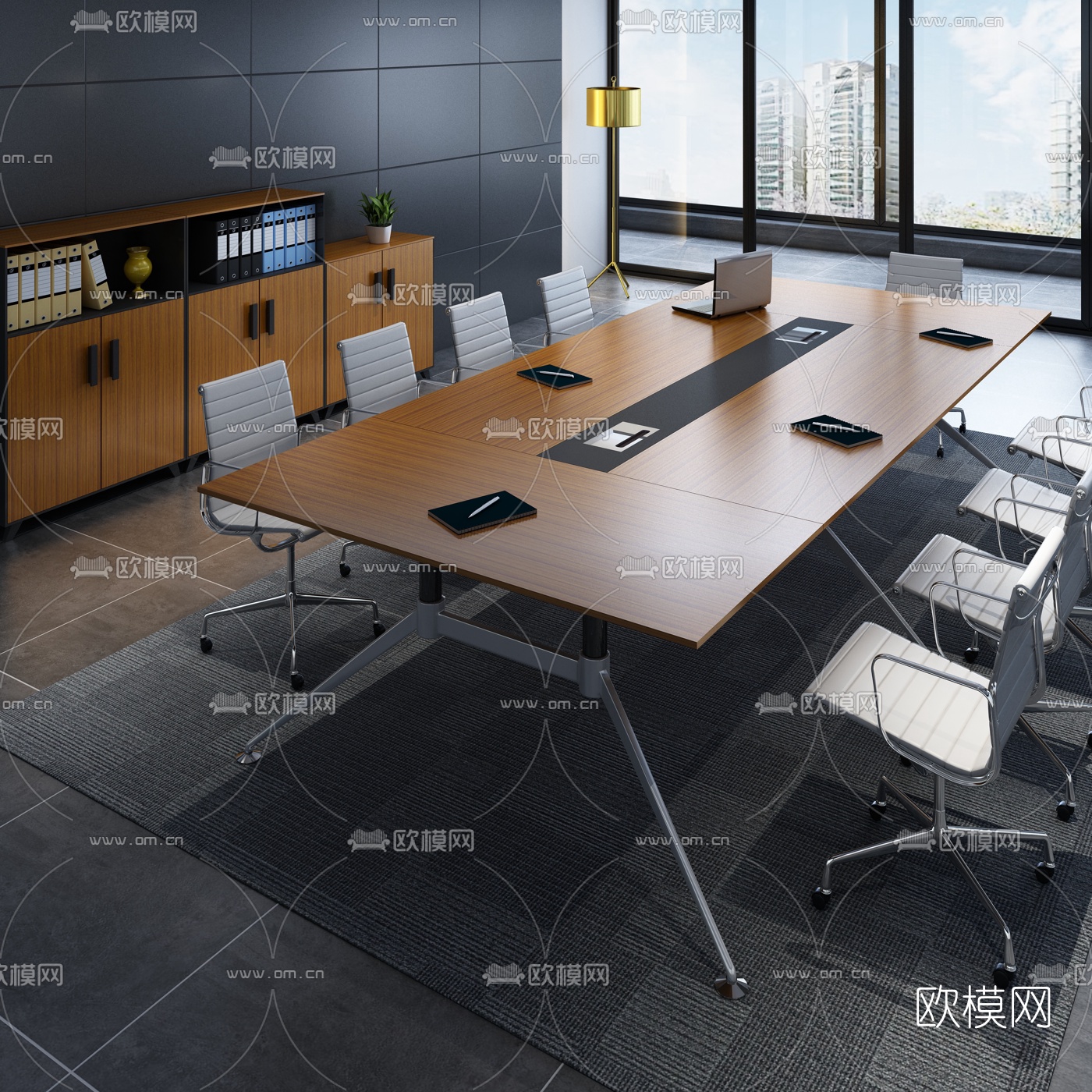 现代方形会议桌3d模型下载