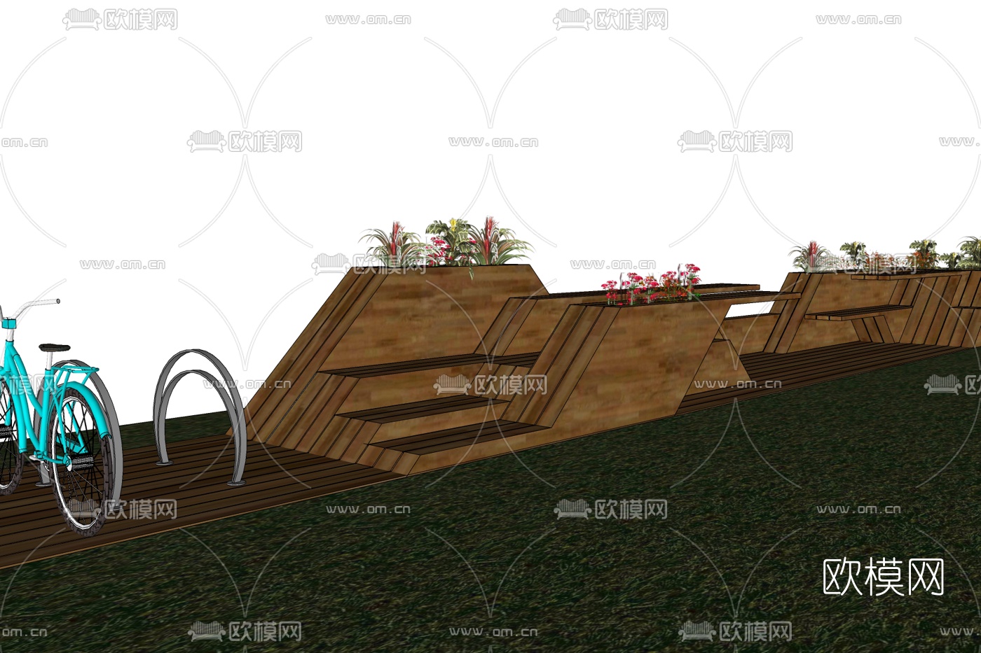 现代实木公用椅免费su模型下载