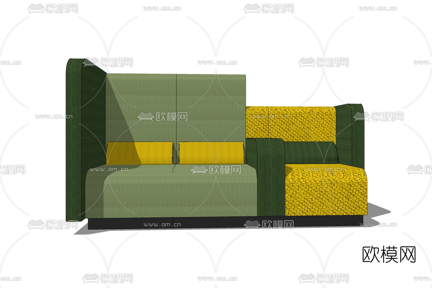 现代布艺高靠背双人沙发免费su模型下载