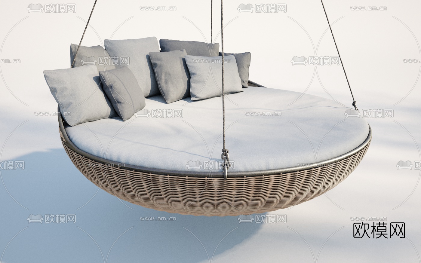现代圆形竹编吊床3d模型