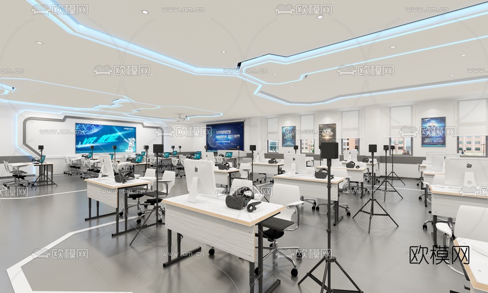 现代VR培训教室3d模型下载