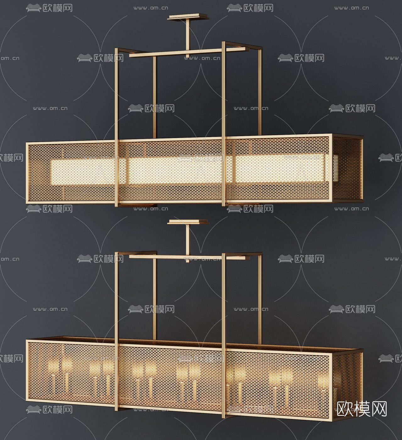 新中式金属吊灯3d模型