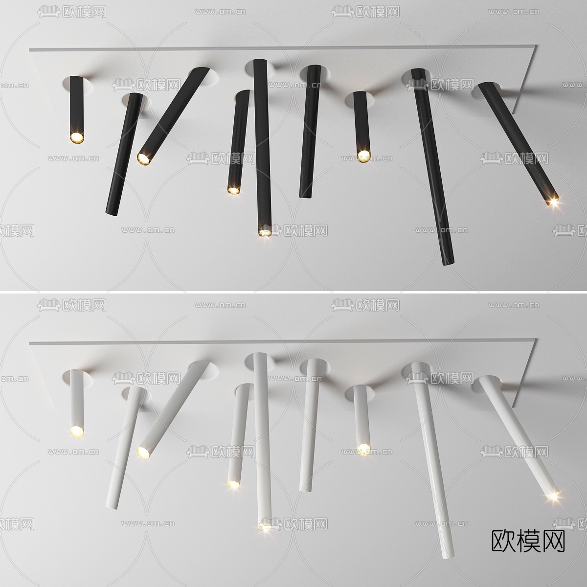 现代嵌入式筒灯3d模型下载