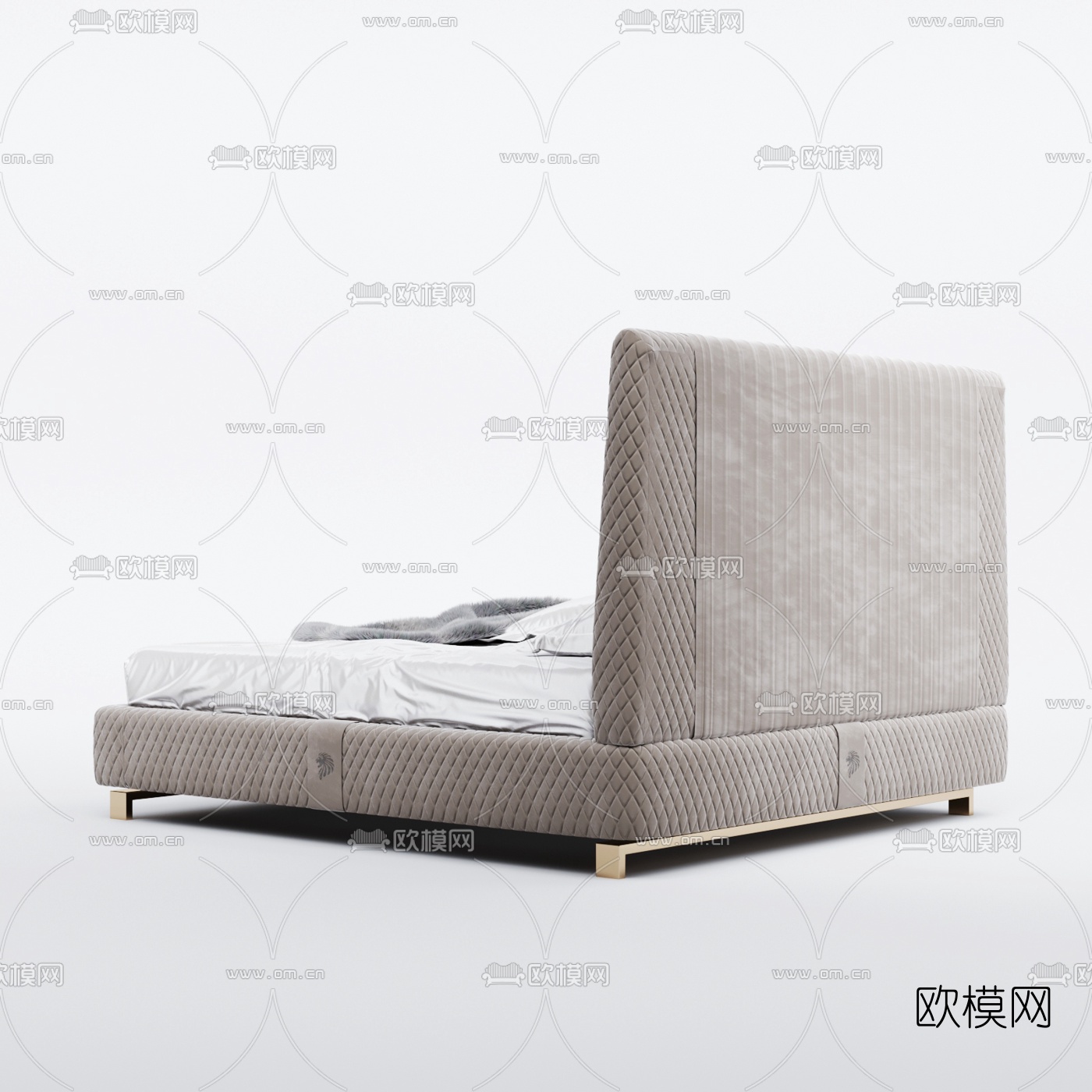 现代布艺双人床3d模型