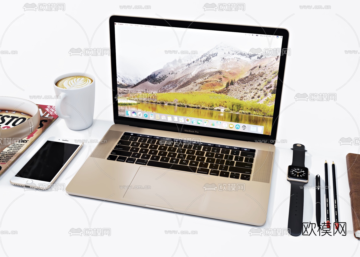 现代苹果电脑组合3d模型下载（渲染图2）