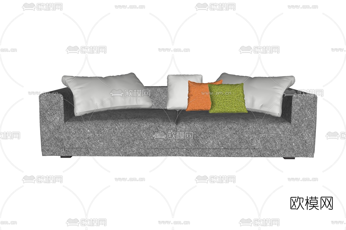 现代布艺双人沙发免费su模型下载