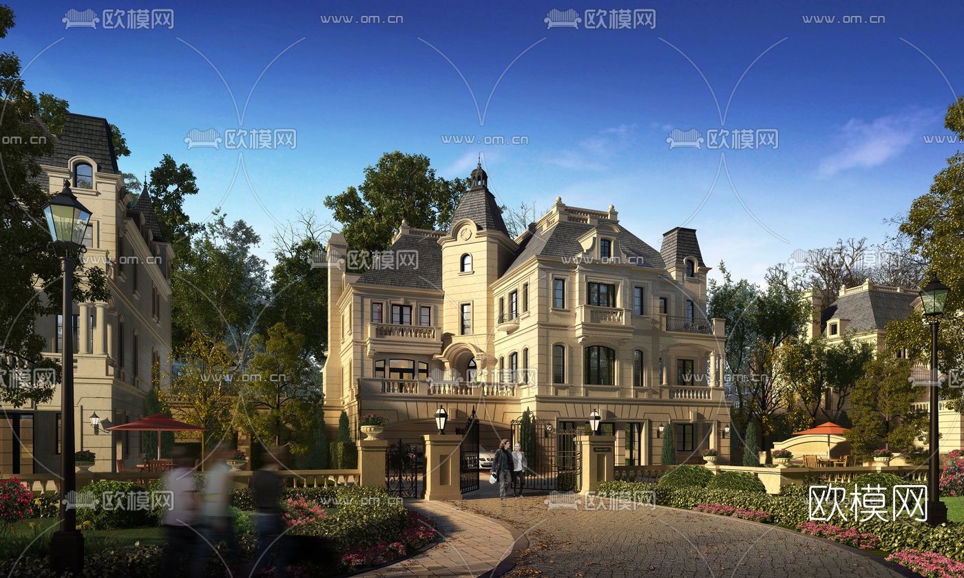 欧式独栋别墅外观3d模型