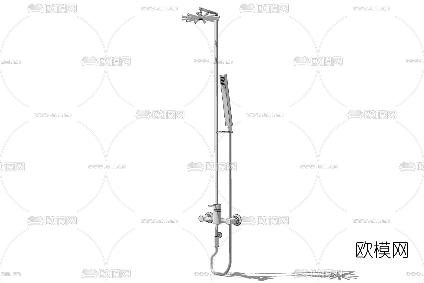 现代淋浴花洒免费su模型
