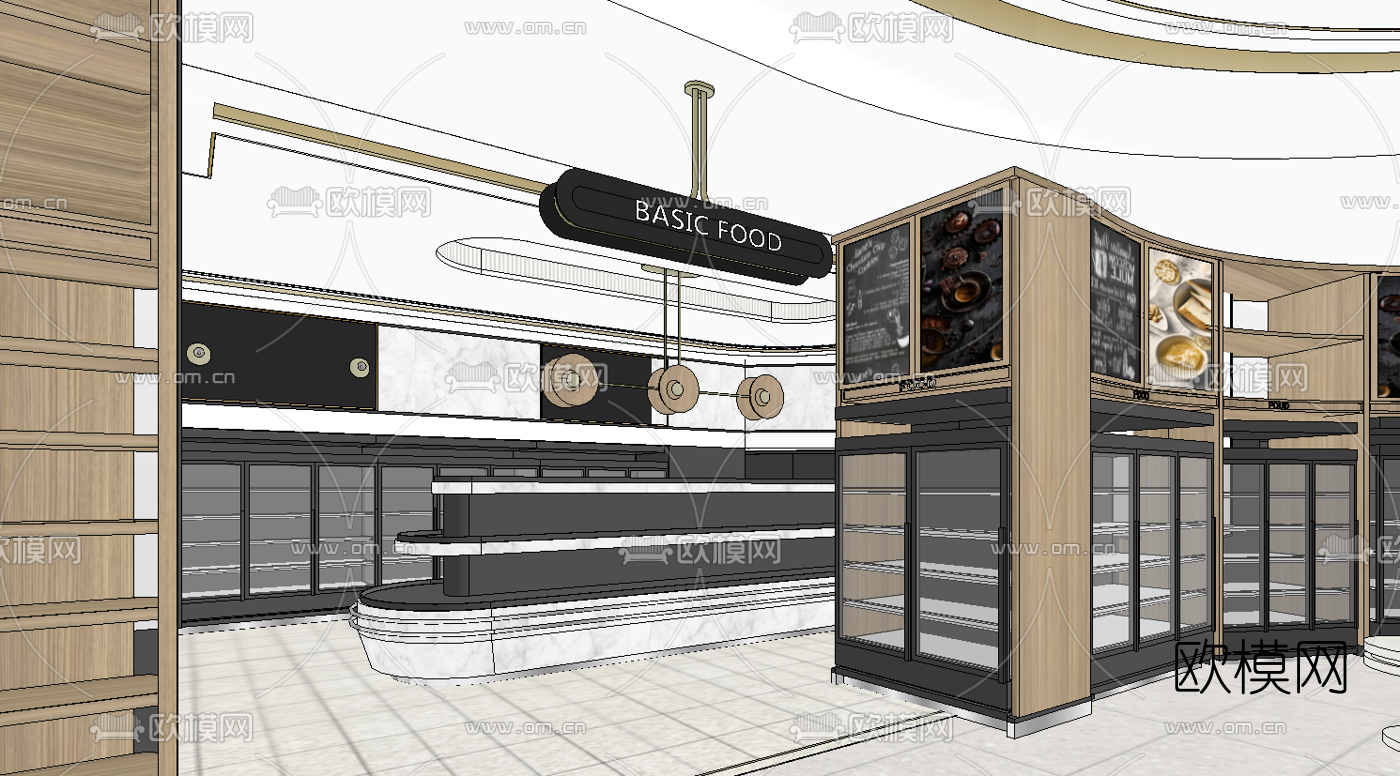 现代百货超市su模型下载（渲染图2）