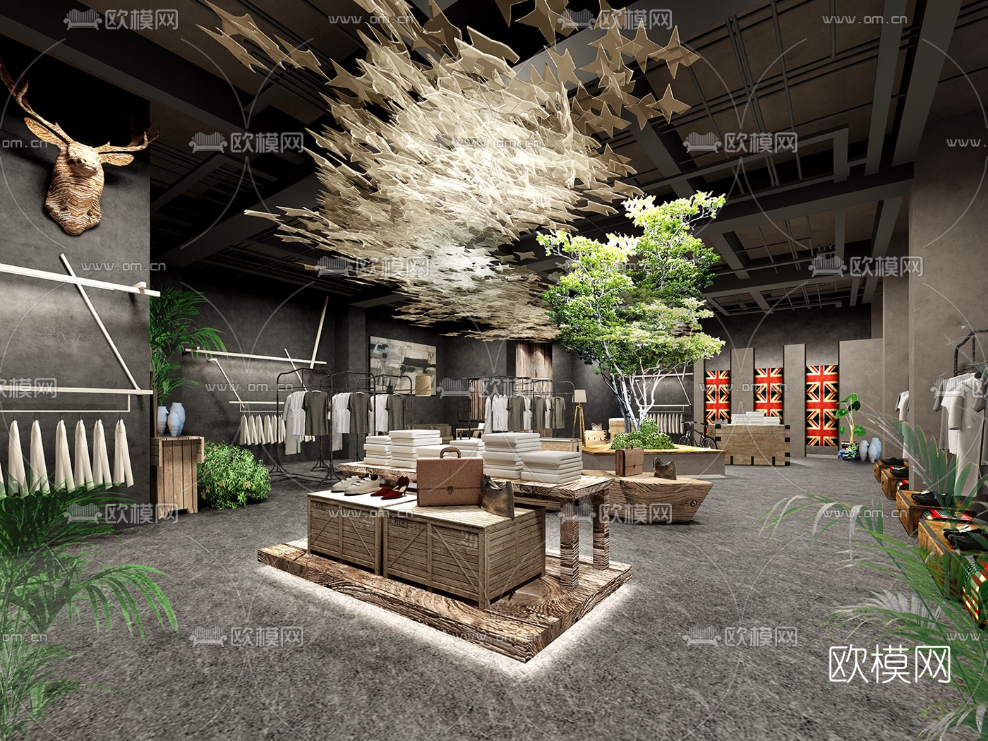 工业风服装店免费3d模型下载（渲染图2）