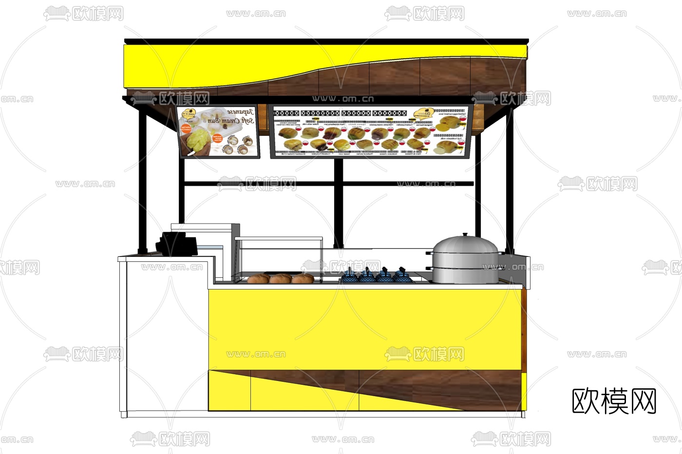 现代面包店面免费su模型下载