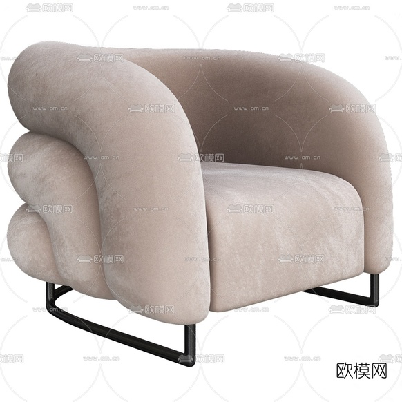现代布艺休闲沙发3d模型下载(渲染图1)