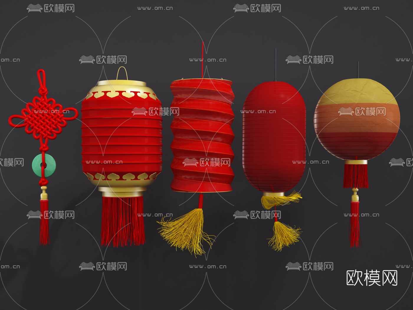 新中式灯笼装饰灯3d模型下载