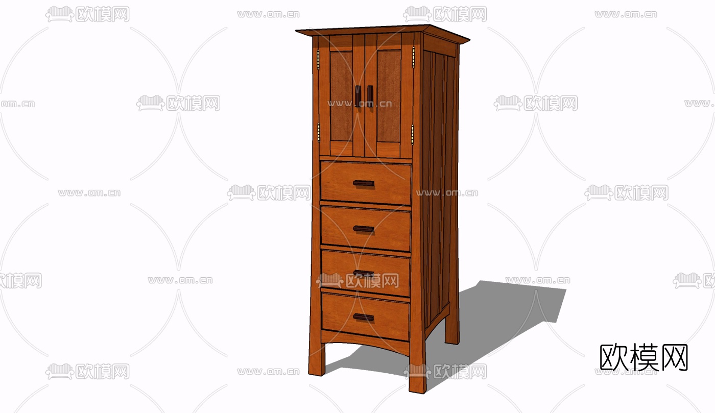 现代实木斗柜免费su模型下载