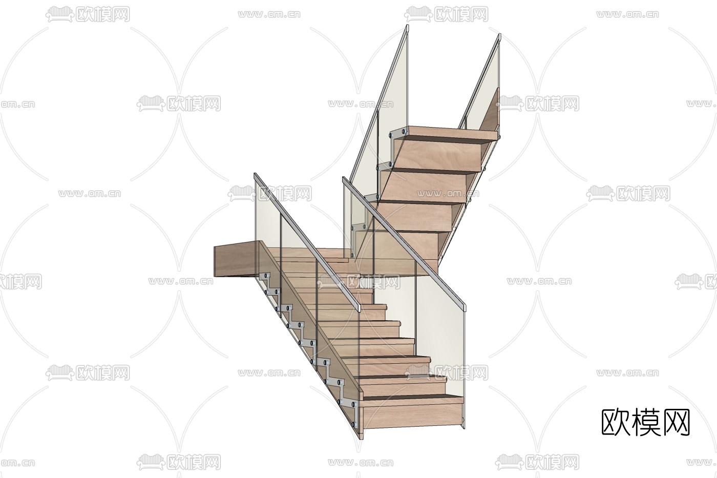 后现代玻璃楼梯免费su模型下载