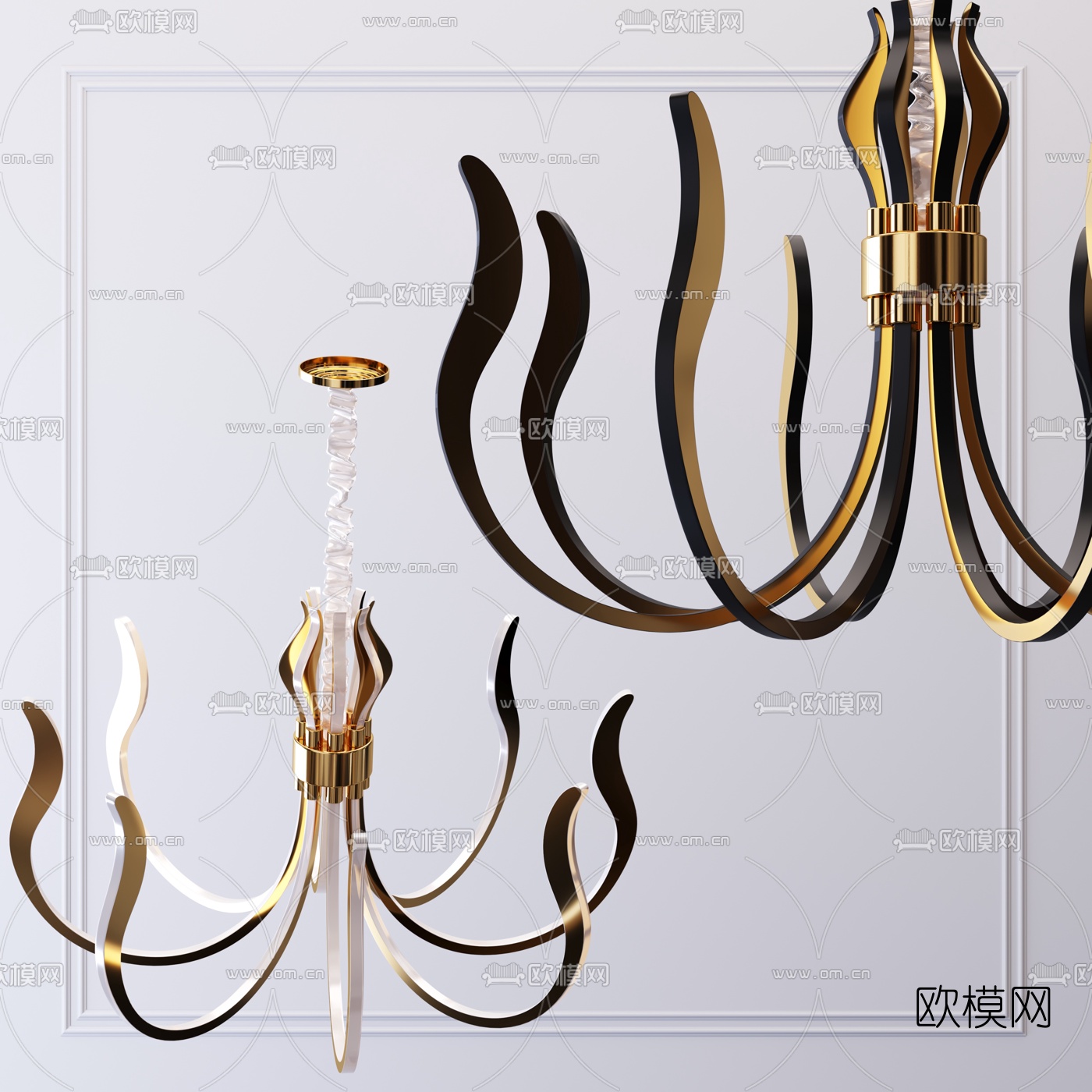 后现代金属多头吊灯3d模型下载