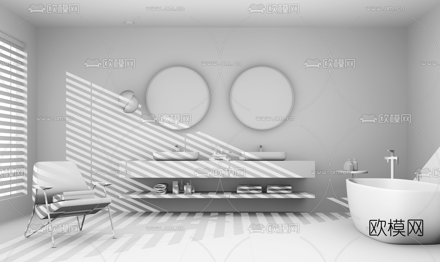 现代卫生间浴室su模型下载（渲染图4）