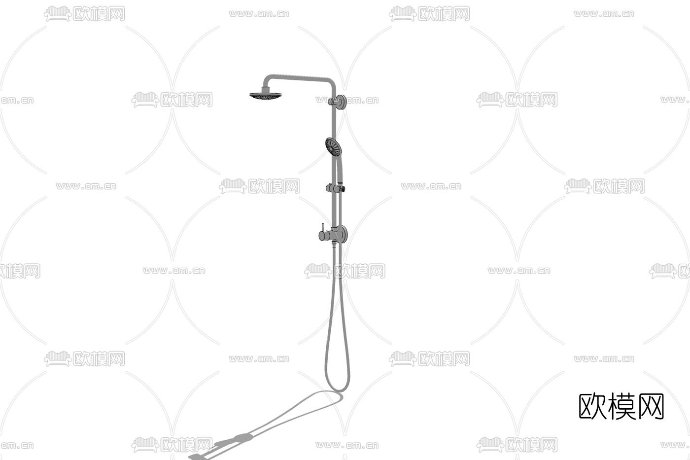 现代金属花洒免费su模型下载