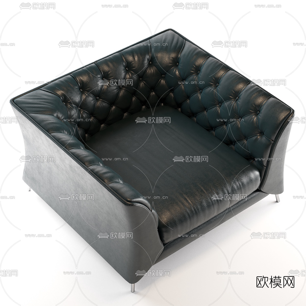 简欧皮革单人沙发3d模型