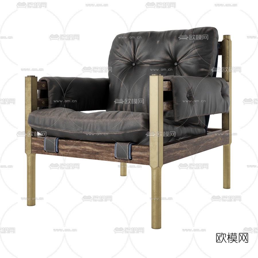 Giorgetti 北欧皮革休闲椅3d模型下载（渲染图1）