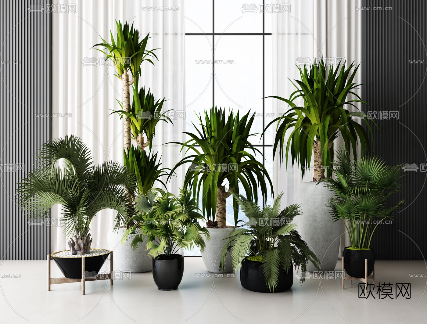 现代绿植盆栽3d模型