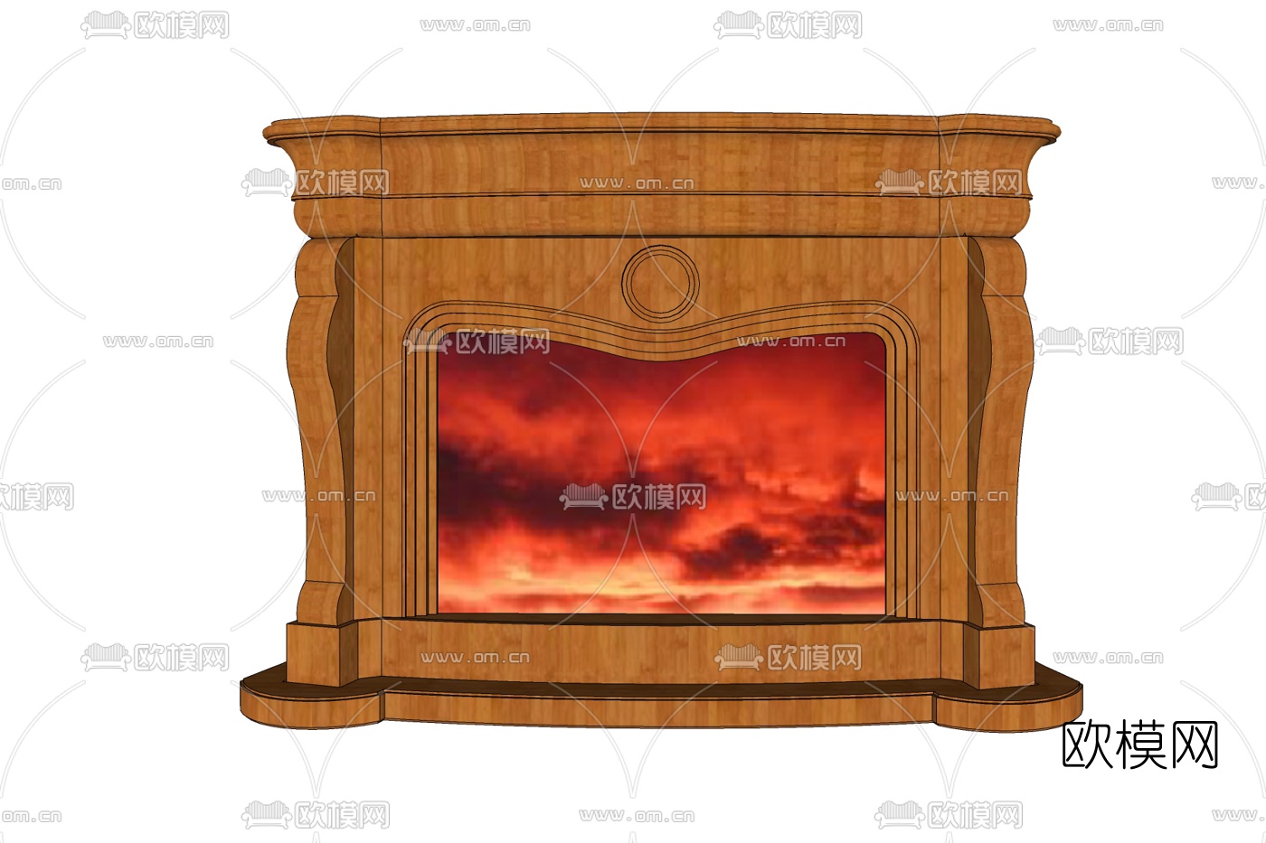 欧式实木壁炉免费su模型下载
