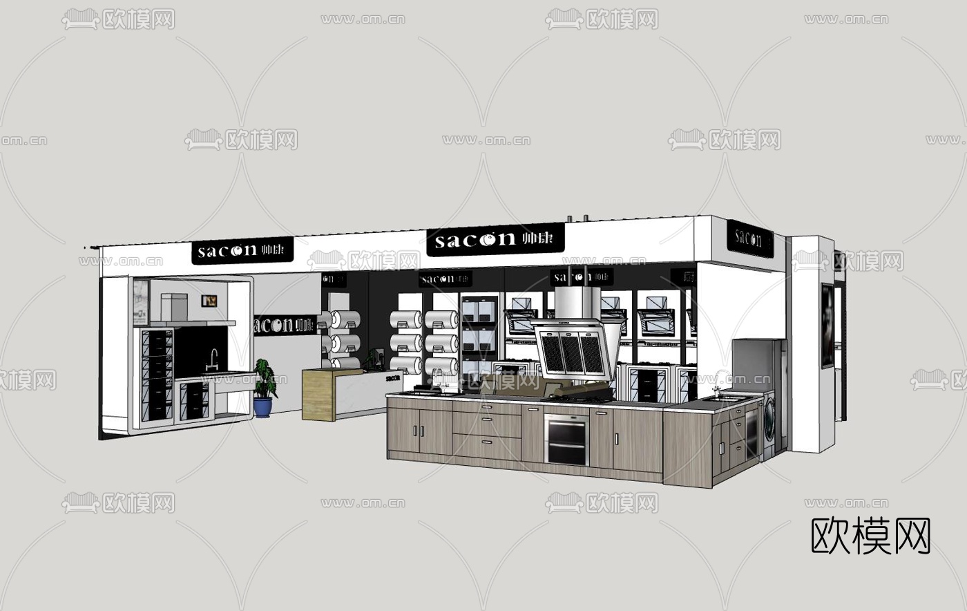 现代品牌电器展厅su模型下载