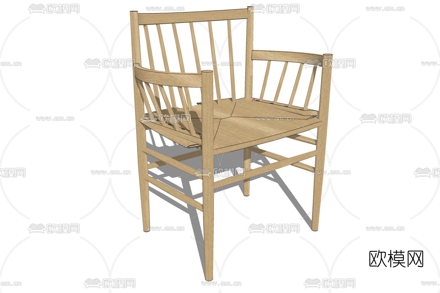 现代实木单椅免费su模型下载