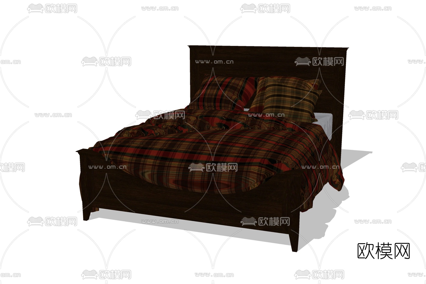 现代双人床免费su模型下载