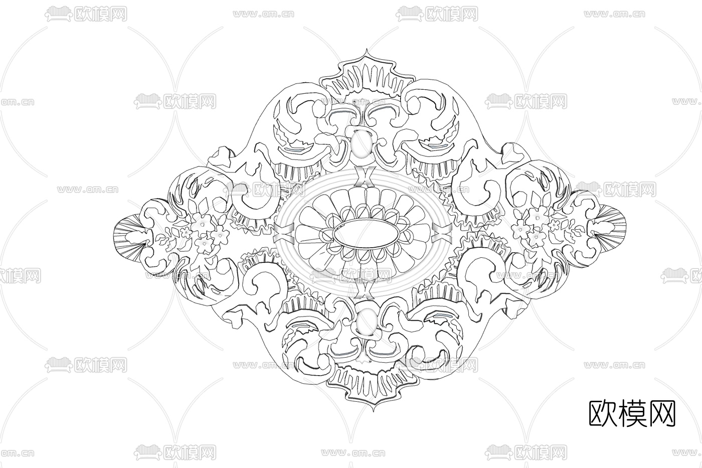 欧式石膏雕花免费su模型下载