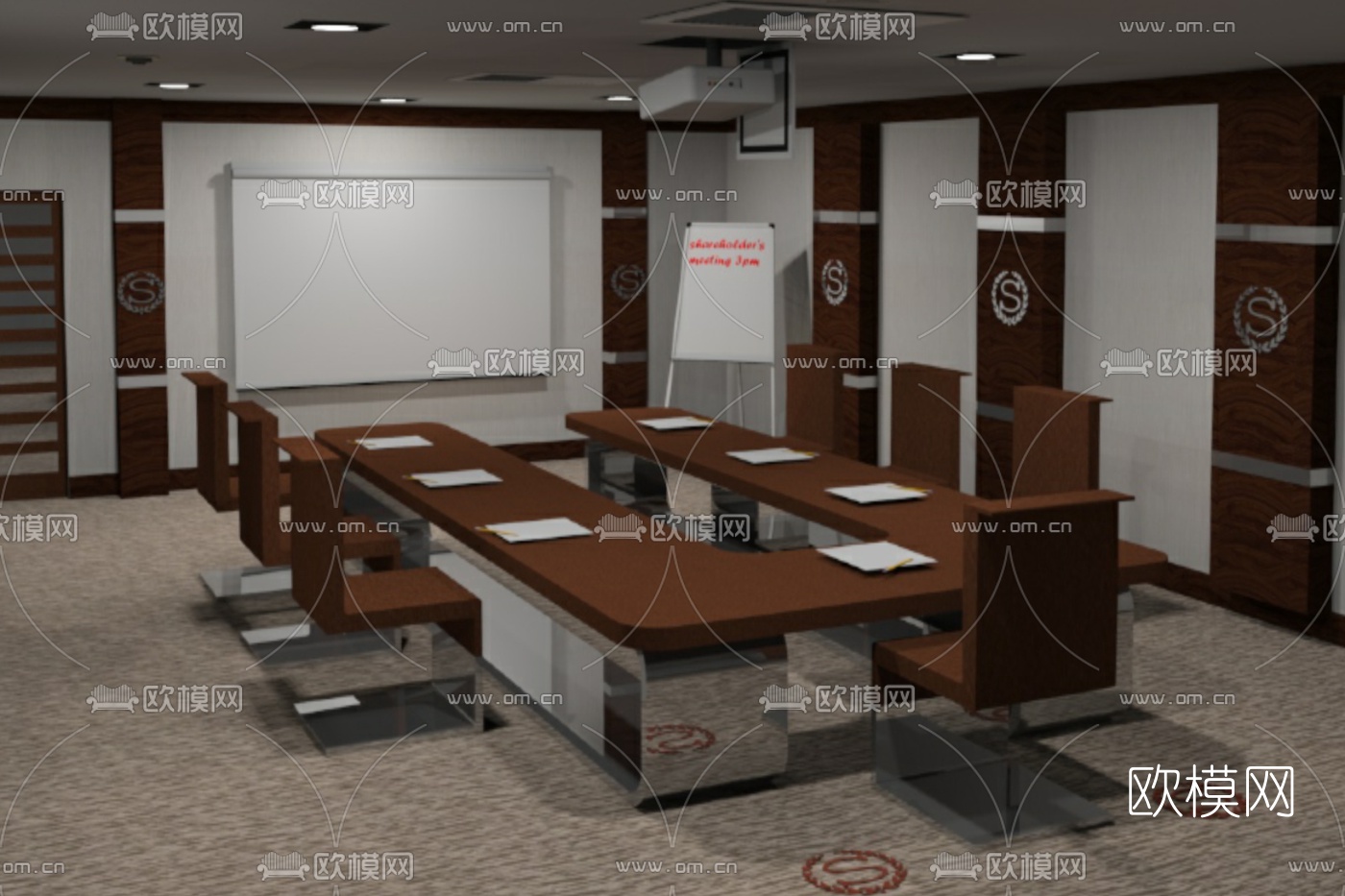 现代会议室免费su模型