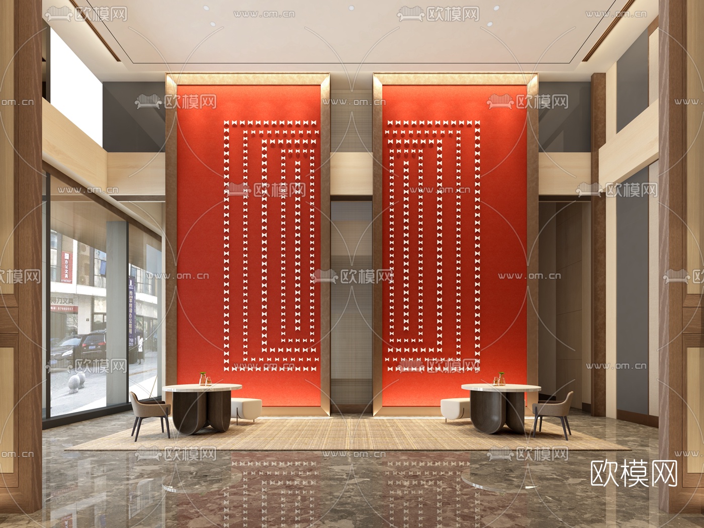 新中式酒店休息区3d模型