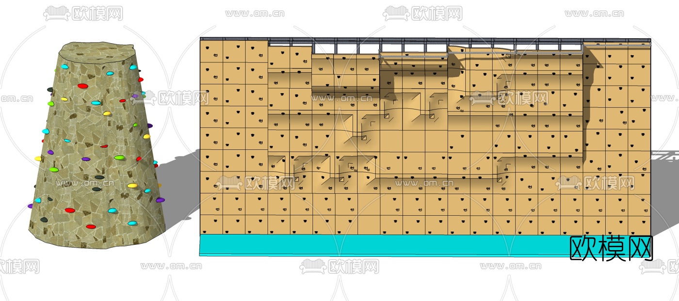 现代攀岩墙su模型下载