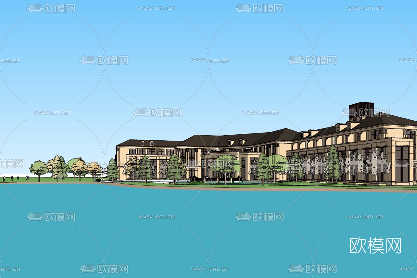 欧式沿街商业建筑免费su模型下载