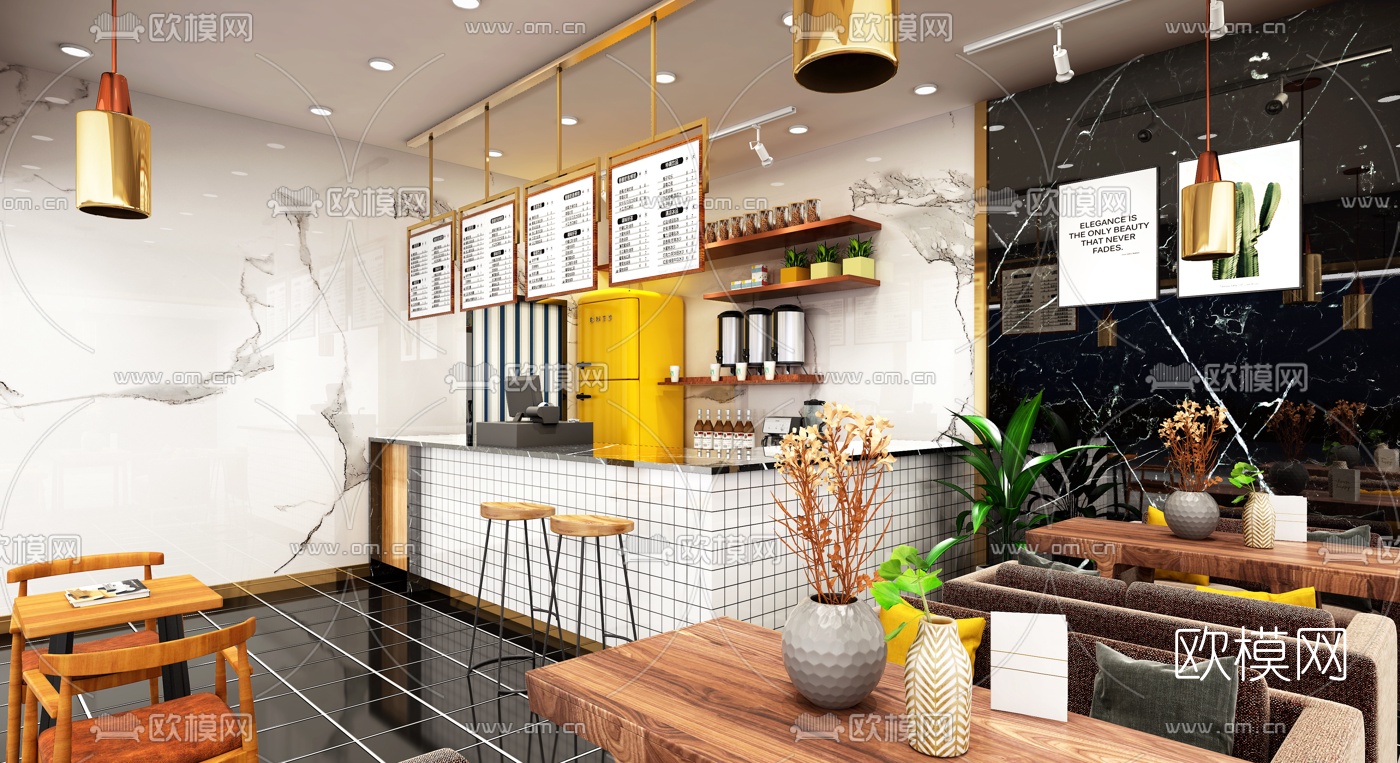 北欧奶茶店3d模型下载（渲染图2）