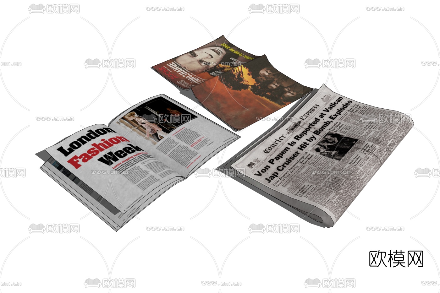 现代报纸免费su模型下载