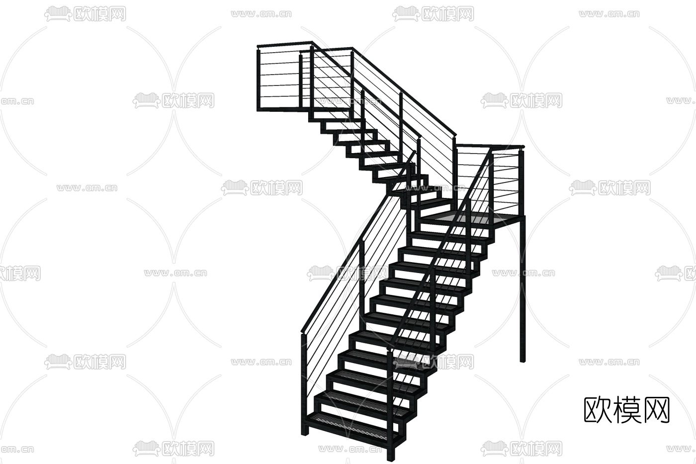 现代楼梯免费su模型下载