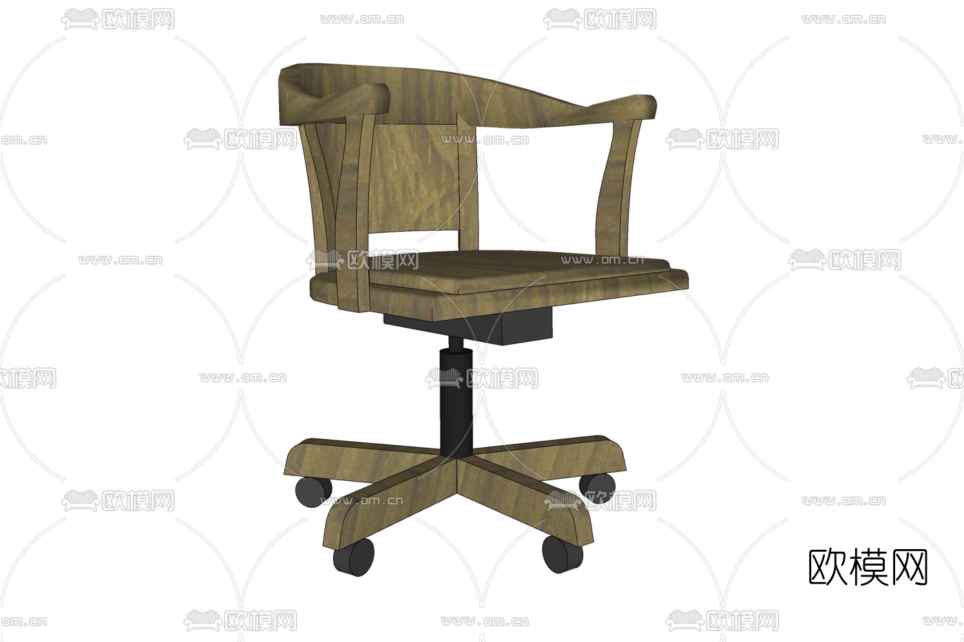 现代复古实木办公椅免费su模型下载