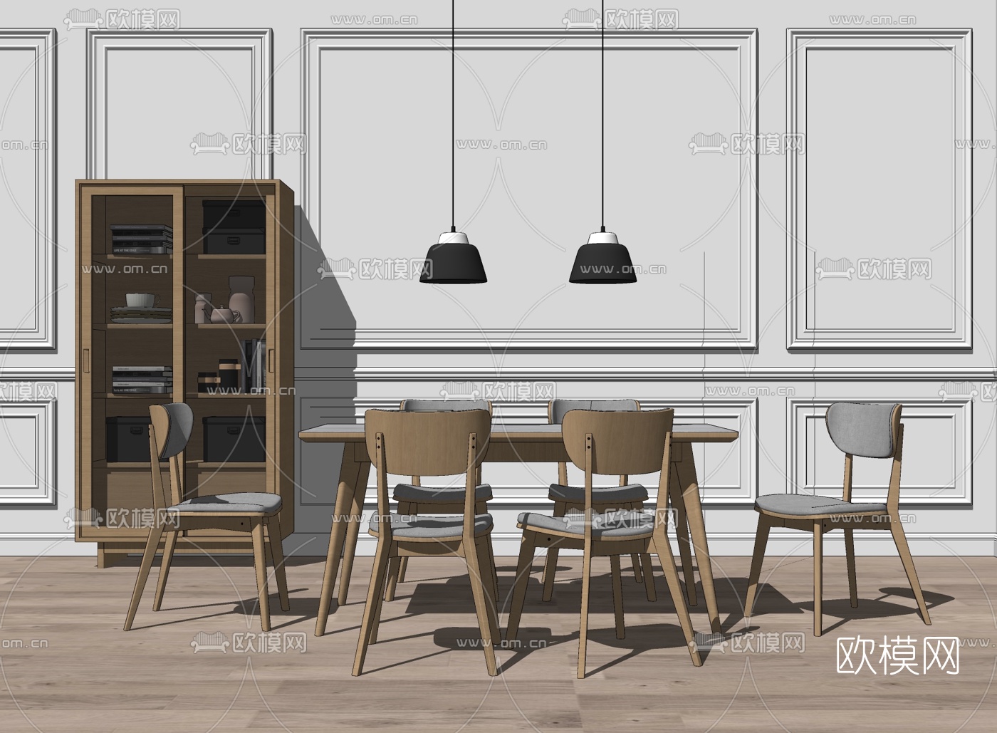 北欧餐桌椅组合su模型下载