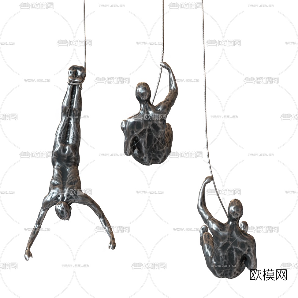 现代杂技人物雕塑3d模型下载（渲染图2）