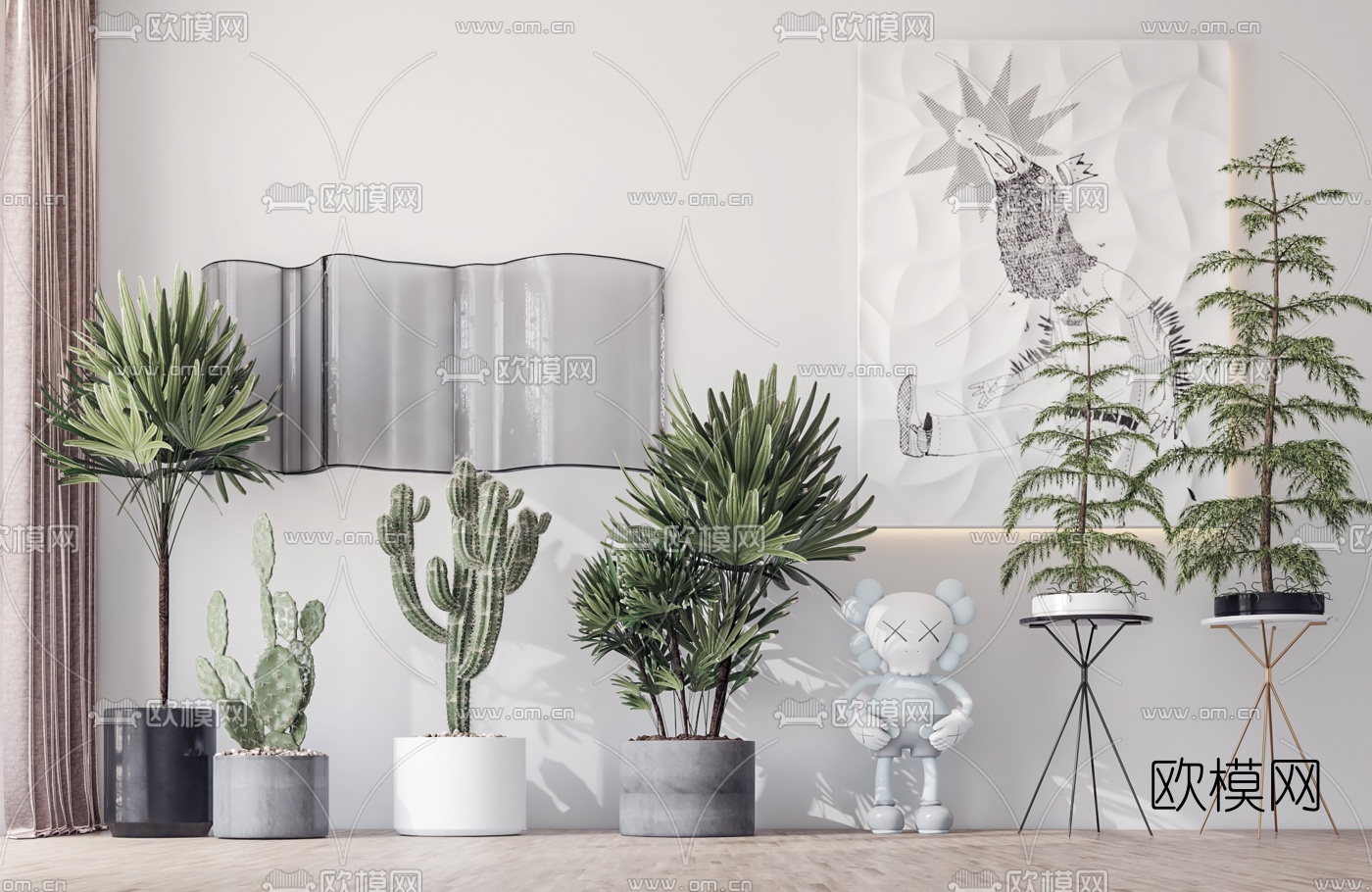 现代绿植盆栽3d模型-免费3dmax模型库-欧模网