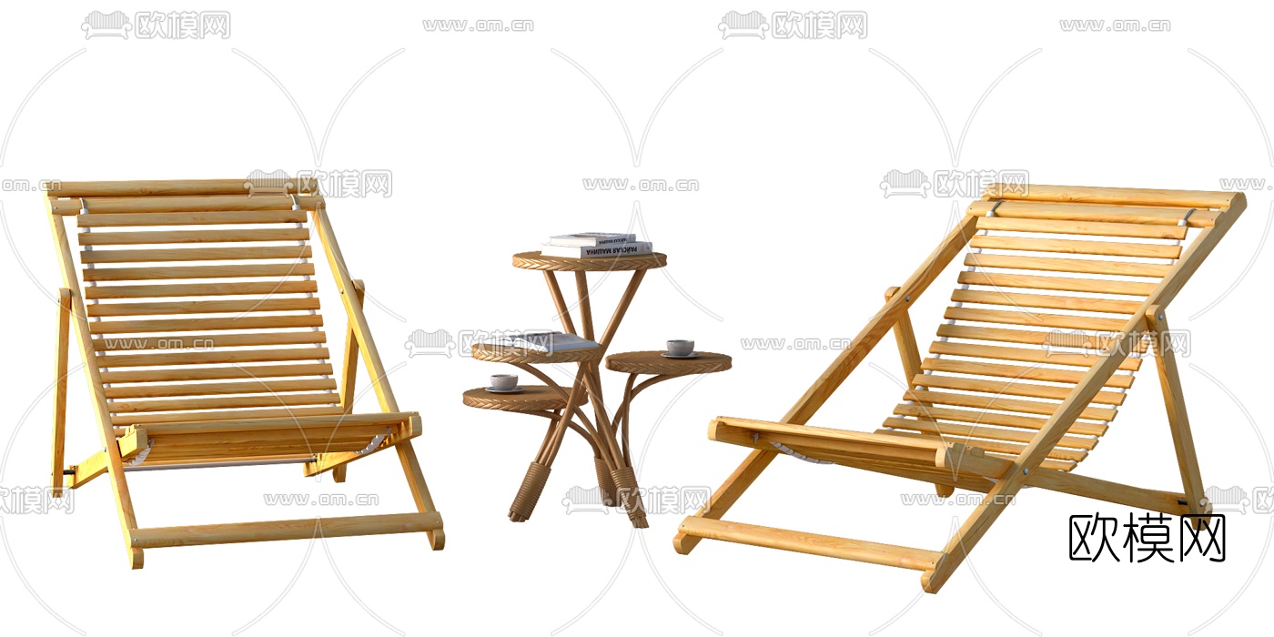 自然风户外躺椅3d模型下载（渲染图3）