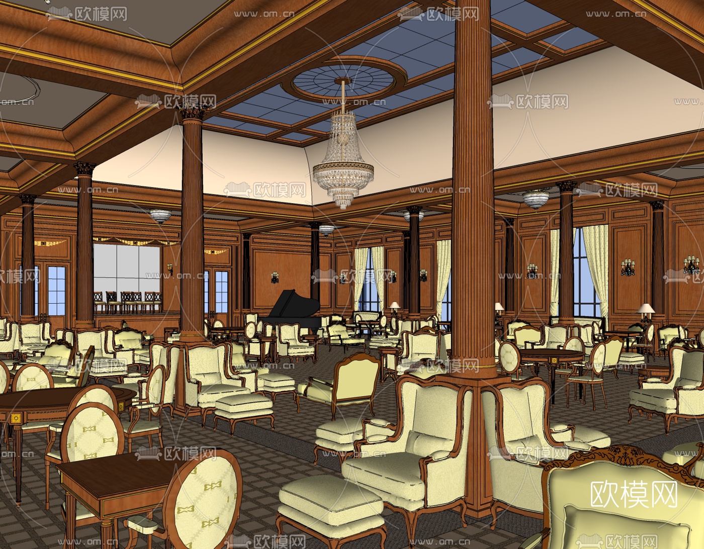 欧式宴会厅免费su模型下载