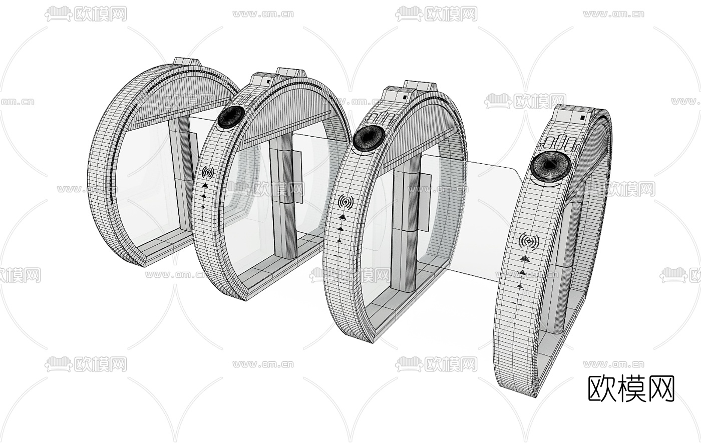 现代手脉闸机感应闸门3d模型下载（渲染图3）