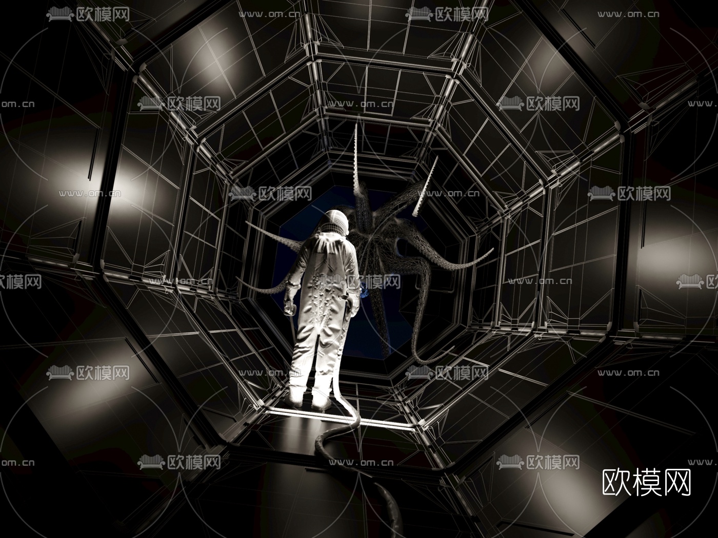 现代太空舱宇航员3d模型