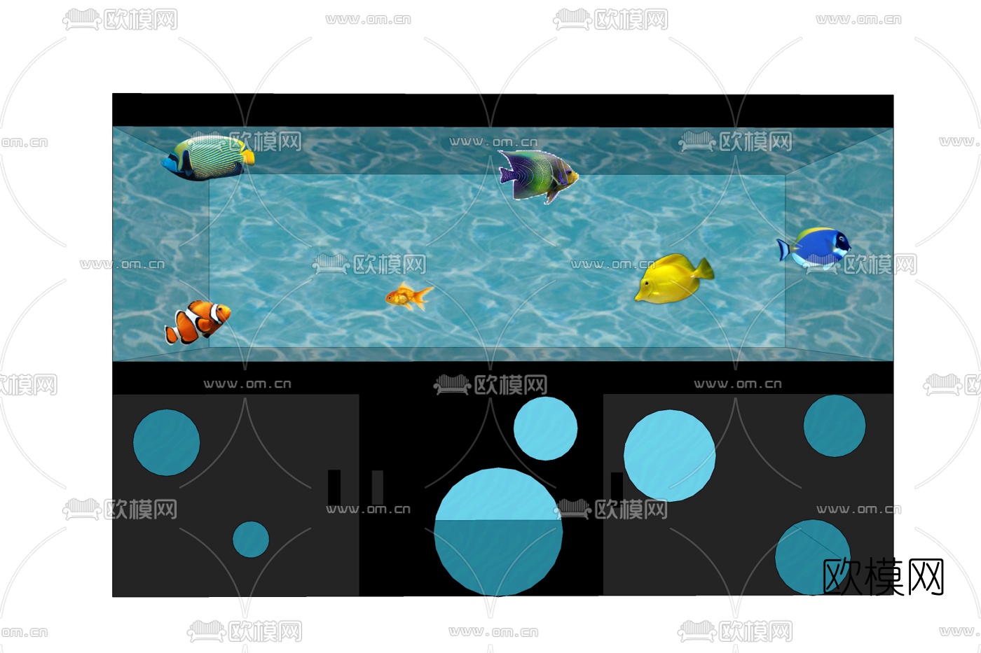 现代玻璃鱼缸免费su模型下载