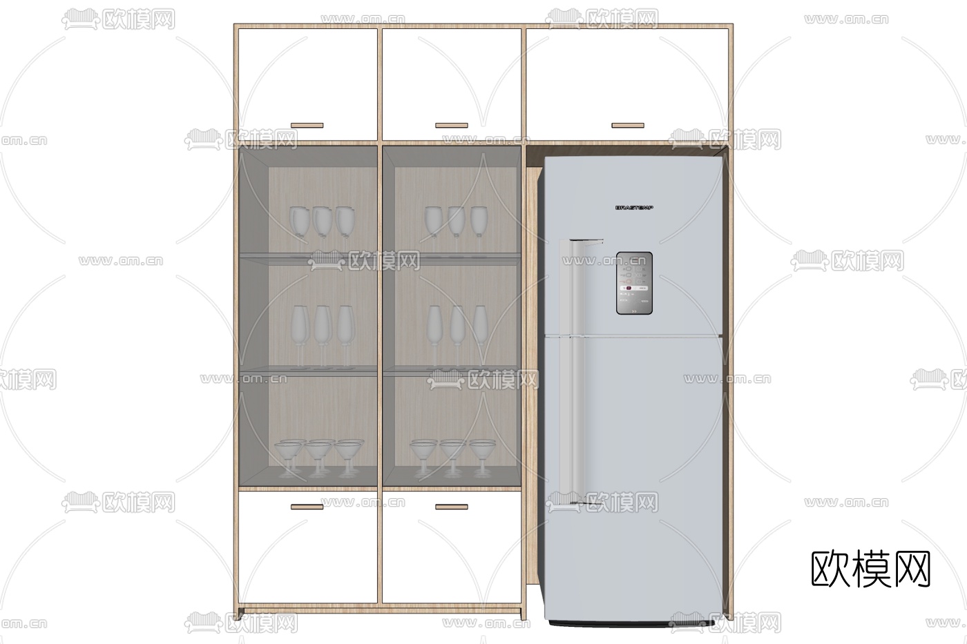 北欧原木餐边柜免费su模型下载