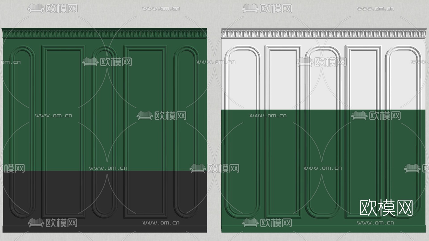 欧式电视沙发背景墙su模型下载（渲染图2）