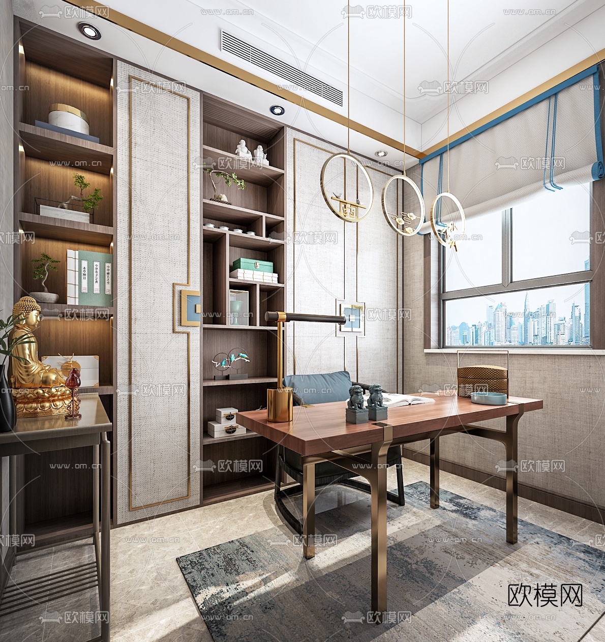 新中式书房3d模型