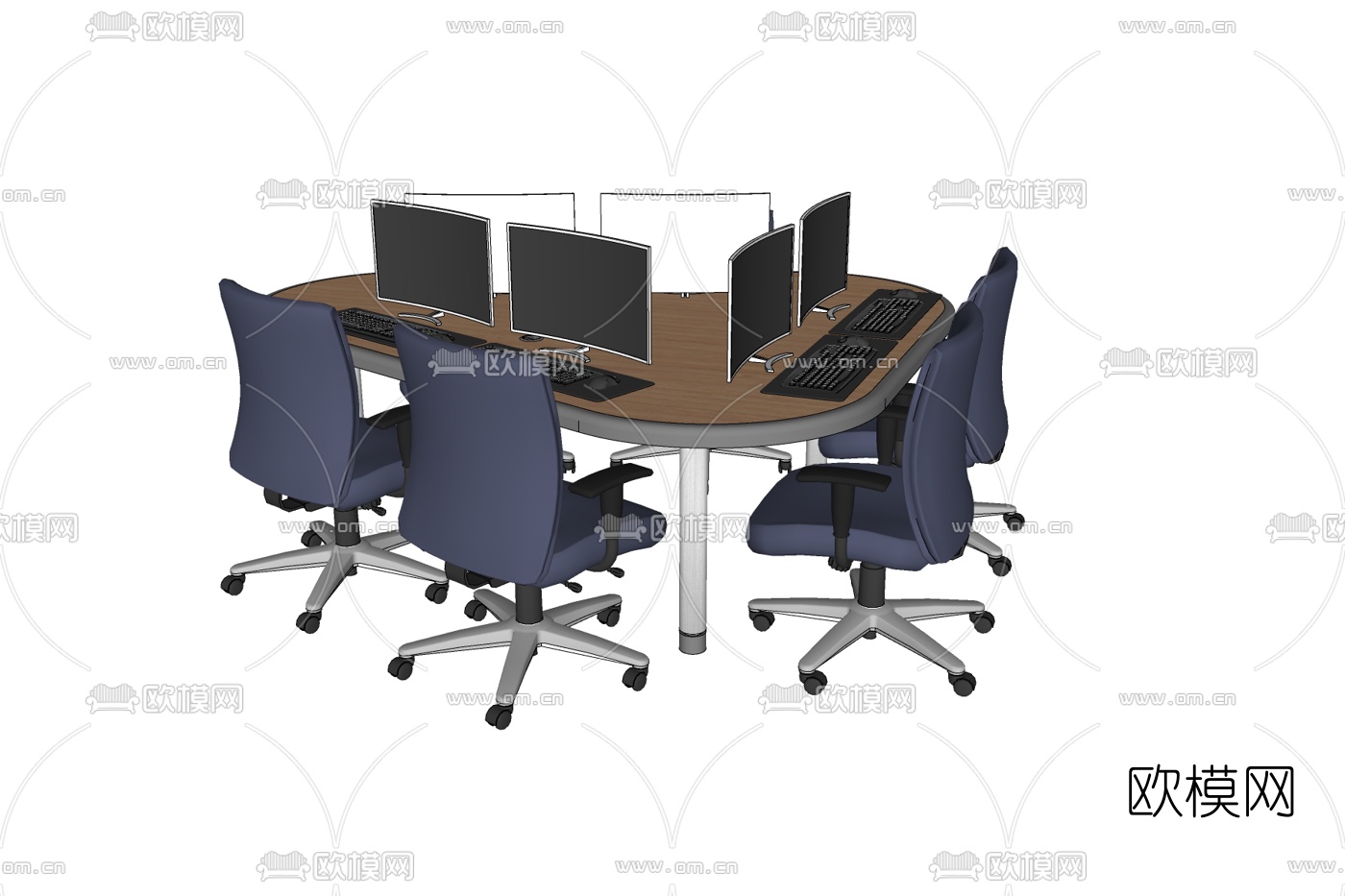 现代办公桌椅免费su模型下载